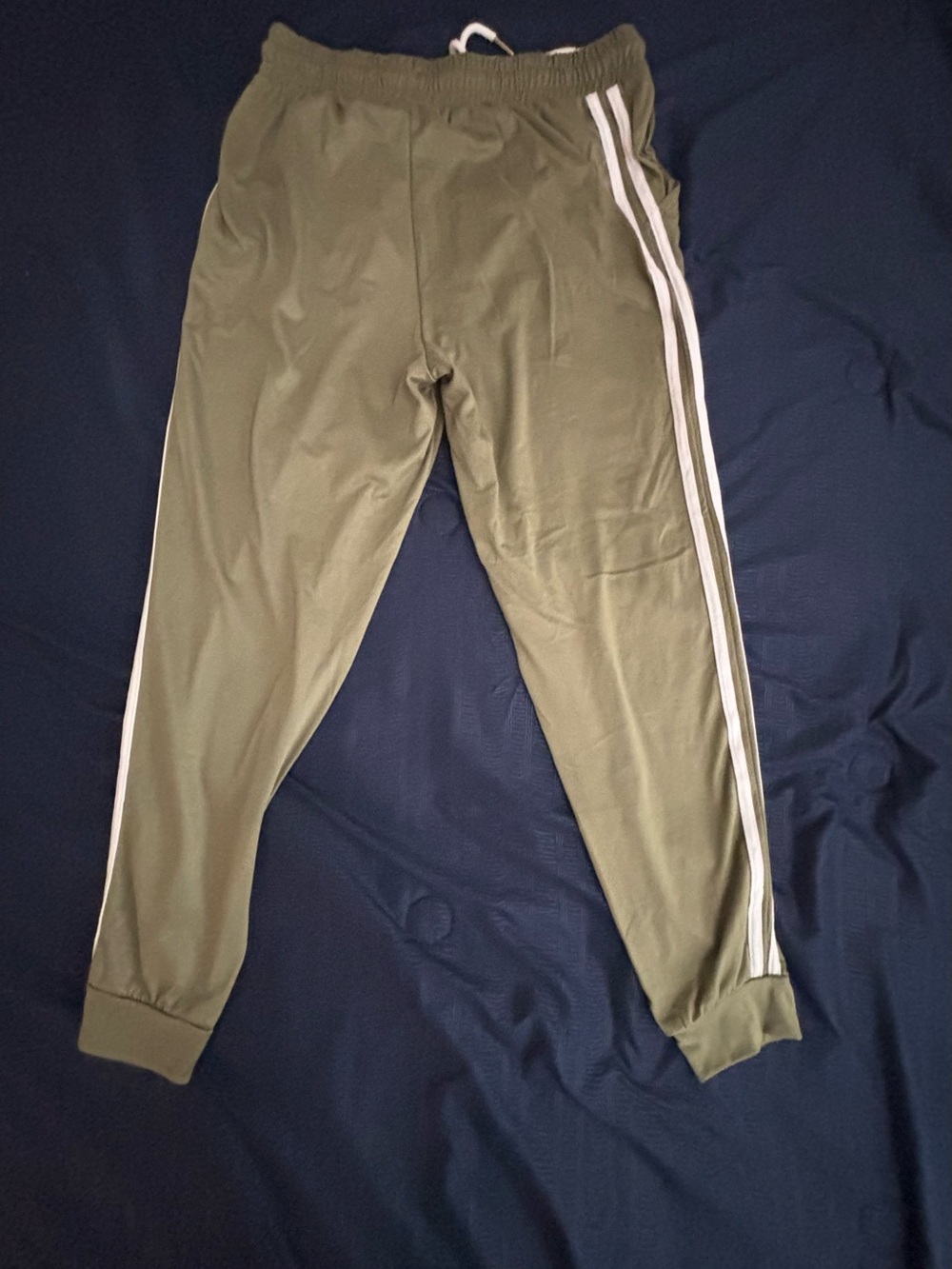 Olive Green Track Joggers with White Stripes